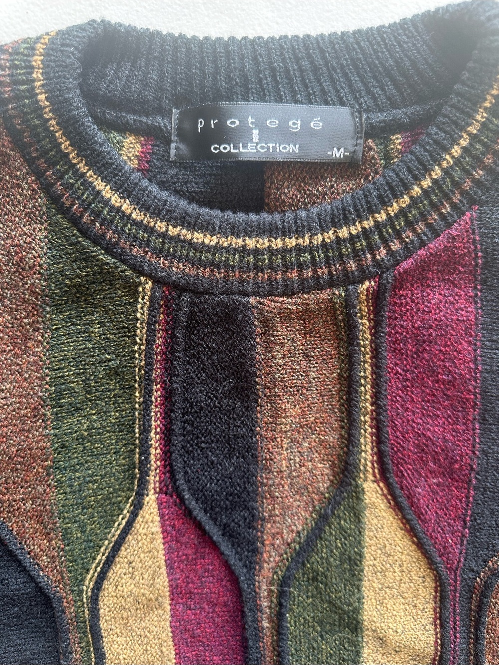 Vintage 90s Protégé Collection Men’s Multicolor Striped Crewneck Sweater. M
